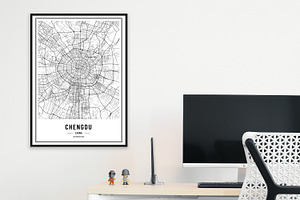 China City Street Maps - Print Art