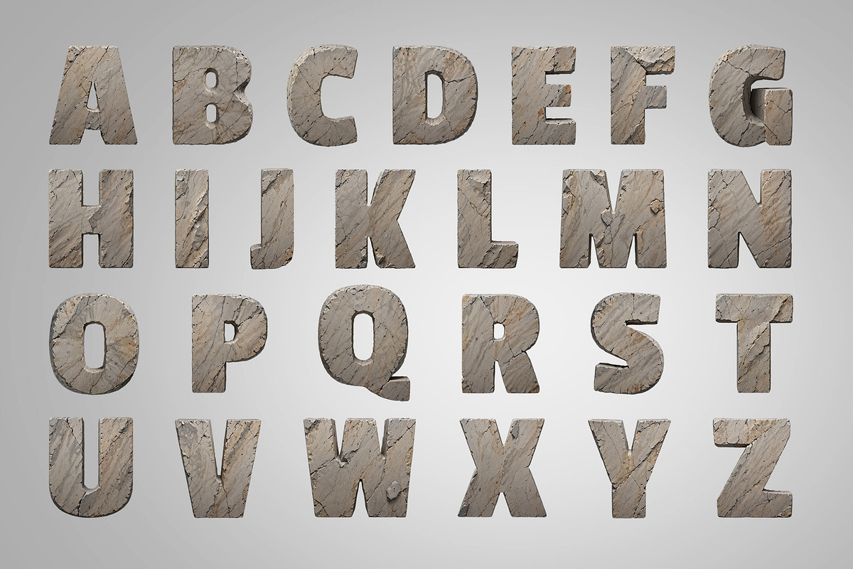 Carved Stone 3D Letters Set, an Object Graphic by Kotulsky Mockups (Photo 3 of 6)