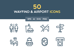 Wayfind and airport icon set