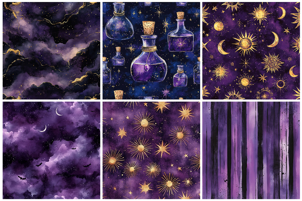 Purple Witch Digital Paper Halloween, a Texture Graphic by CitraGraphics (Photo 3 of 6)