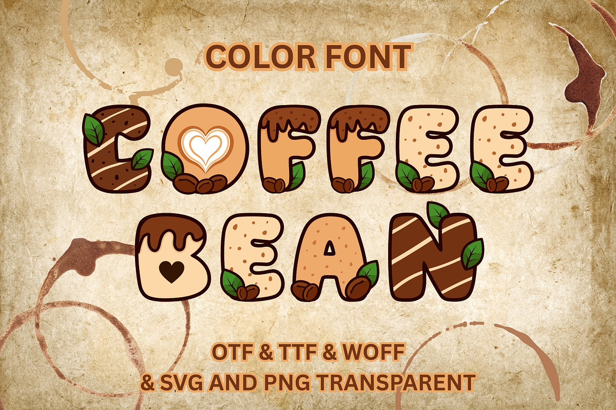 Coffee Bean - Color Font, a Sans Serif Font by Adalin Shop (Photo 1 of 3)