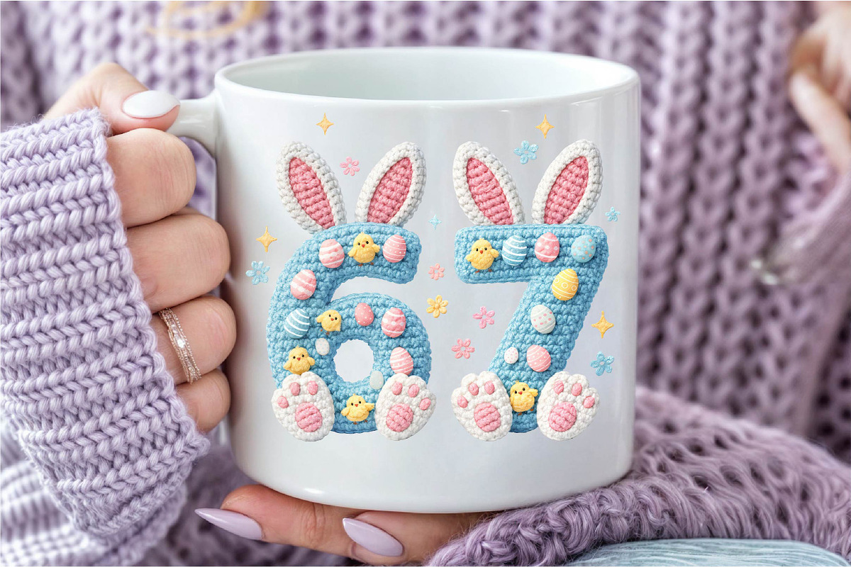 Crochet Six Seven Bunny Rabbit PNG, an Illustration by DreamCafeArt (Photo 6 of 6)