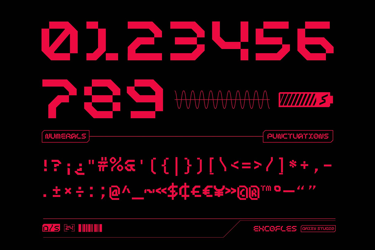Excofles – Modern Mecha Display Font, a Sans Serif Font by Drizy (Photo 5 of 10)