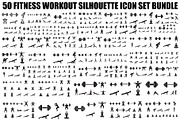 Fitness Workout Silhouette Icon Set, an Illustration by musafir_fashion (Thumbnail 1 of 51)