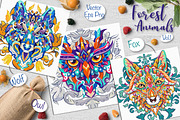 Forest Collection: Owl, Wolf, Fox, an Animal Illustration by ArtoJoy (Thumbnail 1 of 8)