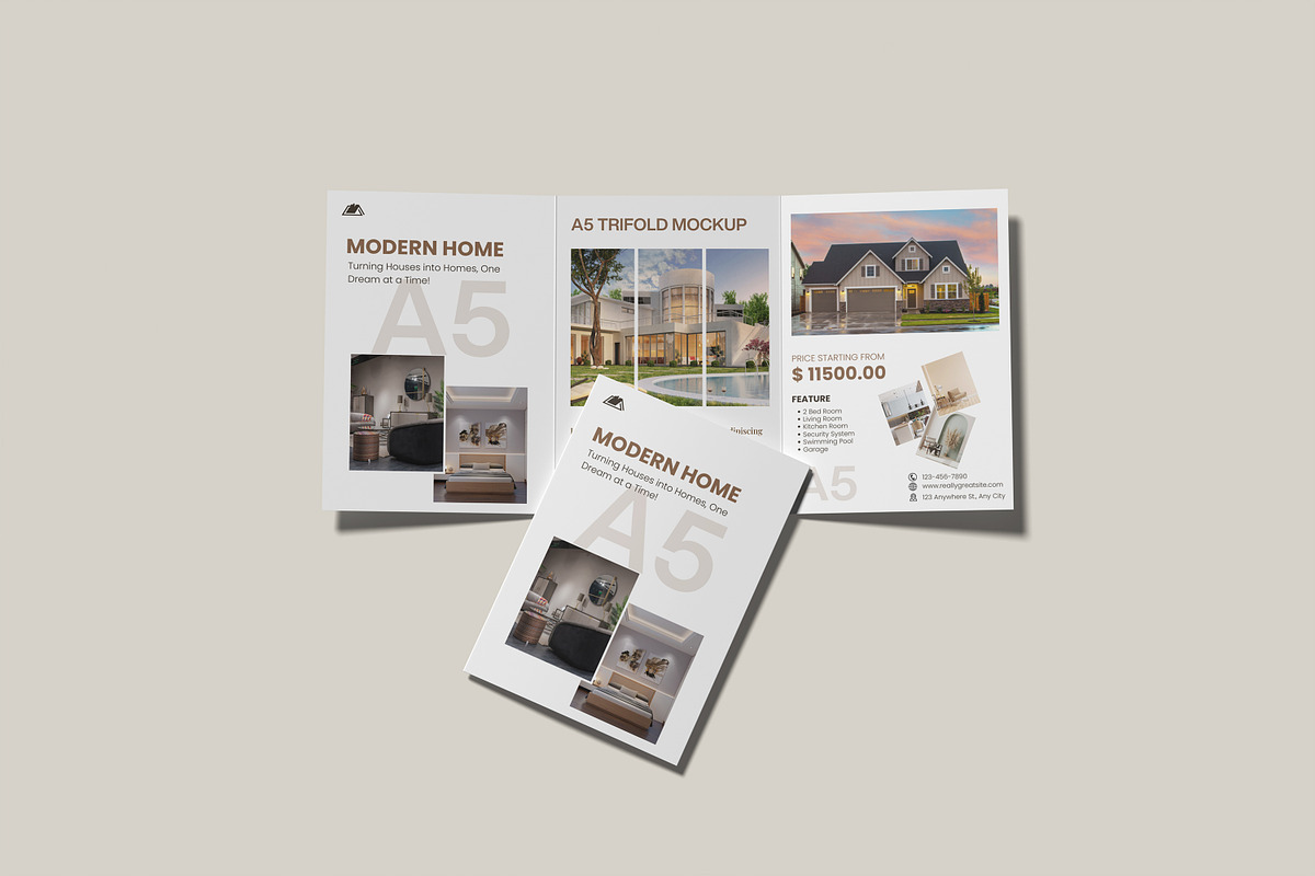 High Hesolution A5 Trifold Mockup, a Books & Magazine Mockup by rahmatmoscae (Photo 2 of 5)