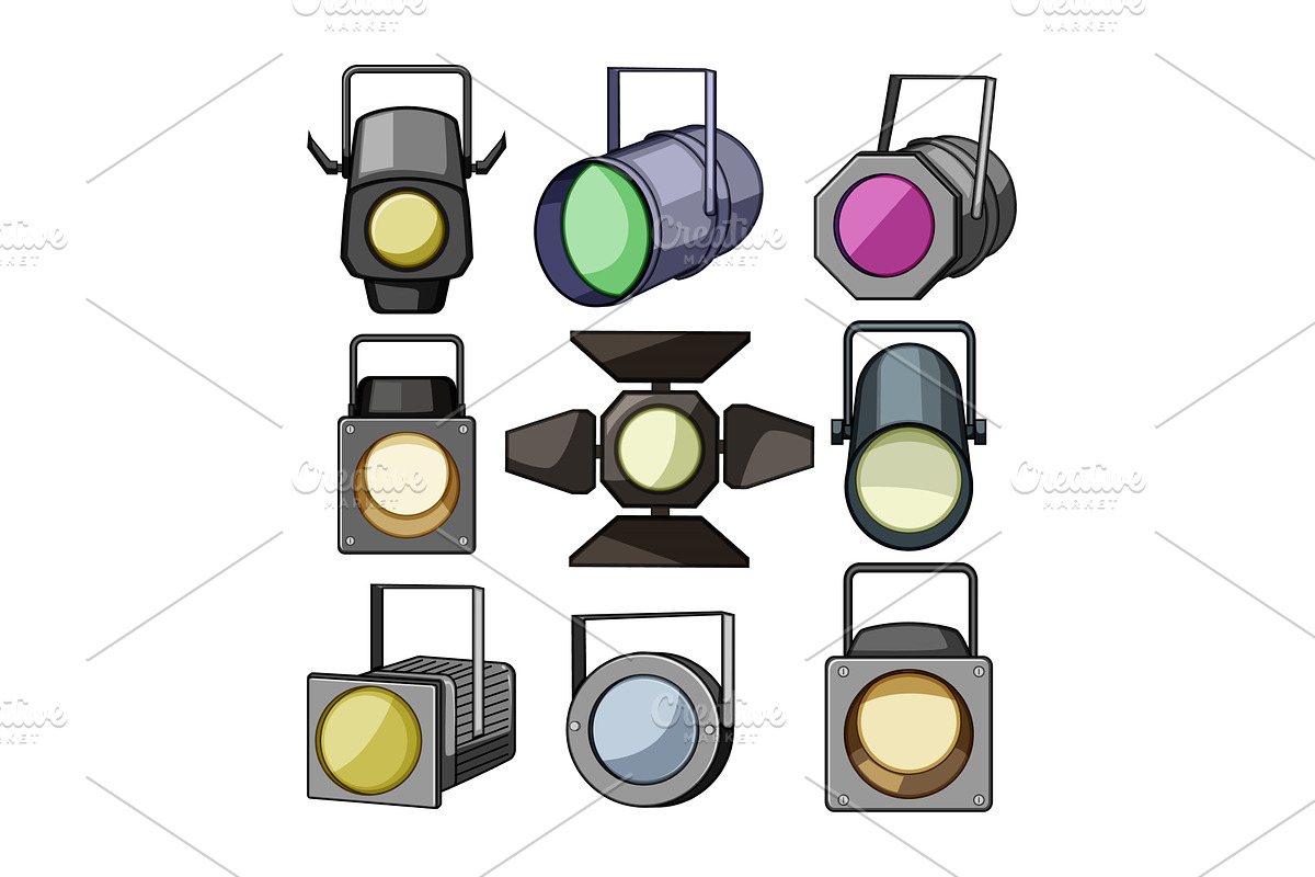 spotlight stage set cartoon vector, an Object Illustration by pikepicture