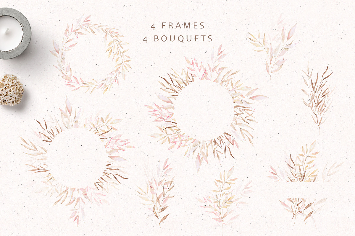 BOHO leaves - watercolor set, an Illustration by LeriaArt watercolor (Photo 6 of 8)