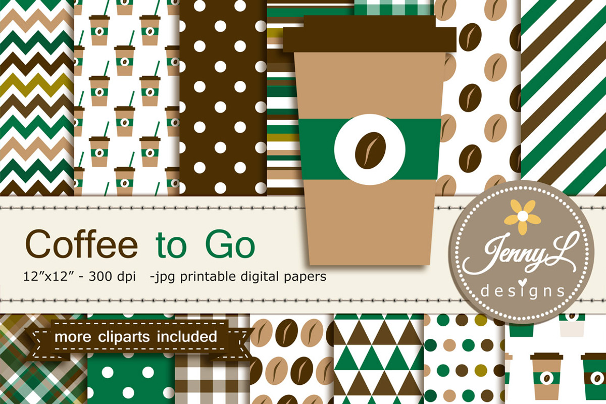 Coffee Digital Paper, a Pattern Graphic by JennyL Designs (Photo 1 of 4)