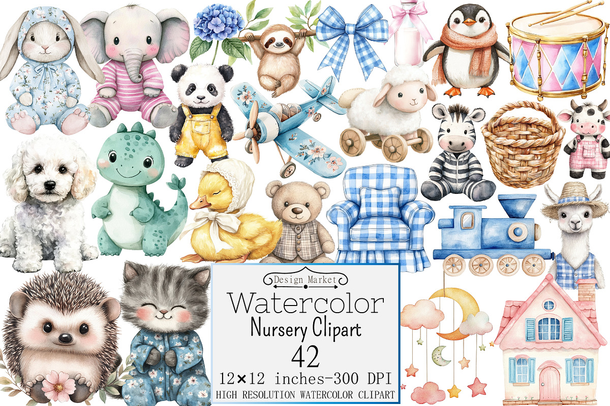 Watercolor Nursery Clipart, a Seasonal Illustration by Design Market (Photo 1 of 5)