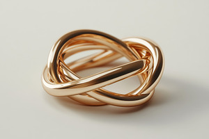 A stunning rose gold knot ring, showcasing intricate weaving and a polished fin, a Background Photo by ImageMir