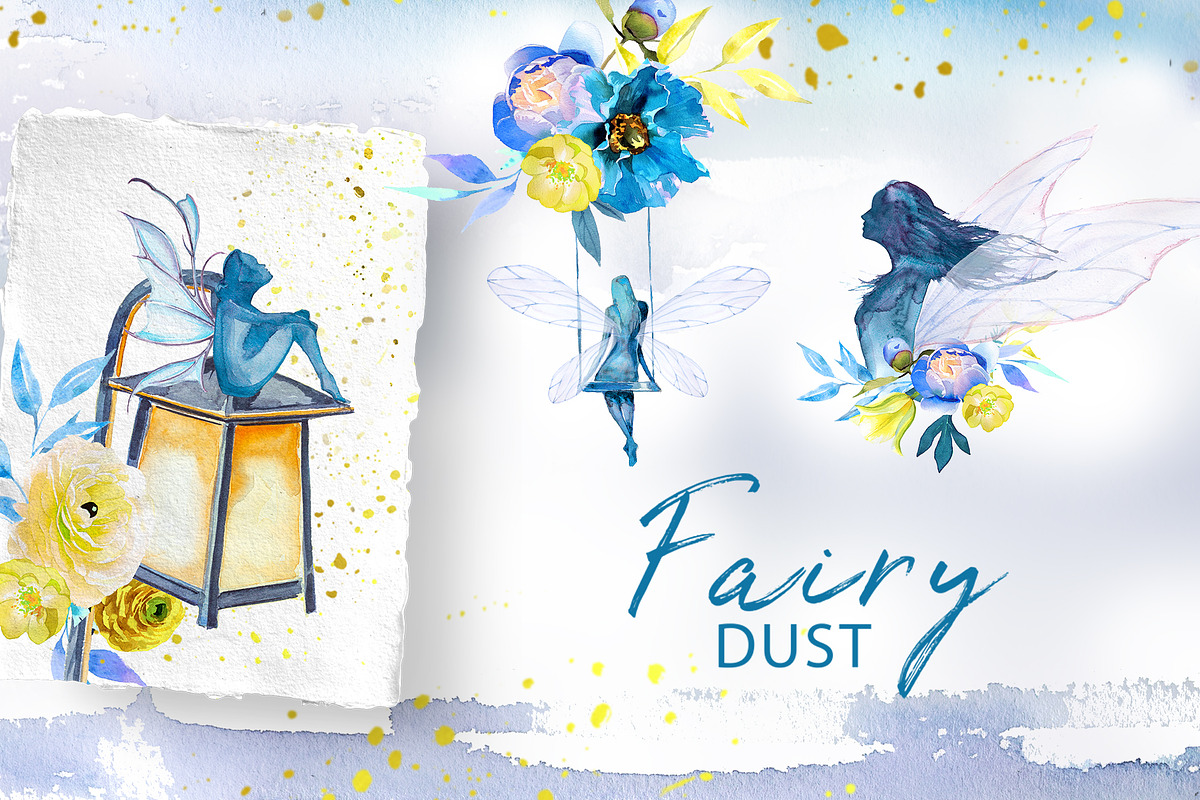 Watercolor Fairy Dust Clipart Set, a Person Illustration by ArtCreationsDesign (Photo 3 of 10)