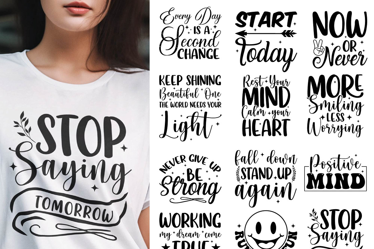 Positive Motivational Quotes SVG, an Object Graphic by EllaMaiyaali (Photo 1 of 10)