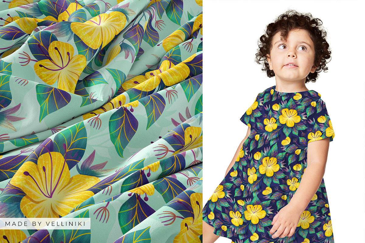 Yellow Garden Floral Pattern, a Pattern Graphic by Velliniki (Photo 9 of 12)