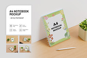 A4 Notebook Mockup, a Books & Magazine Mockup by Graphic Deal (Thumbnail 1 of 6)