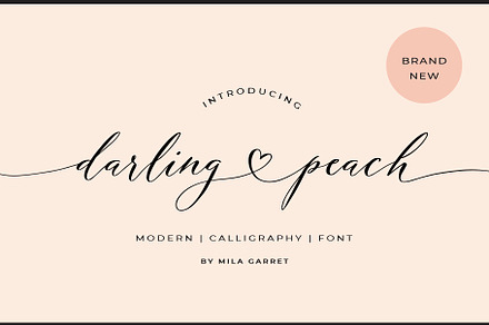 Darling Peach Wedding Heart Script, a Script Font by Mila Garret