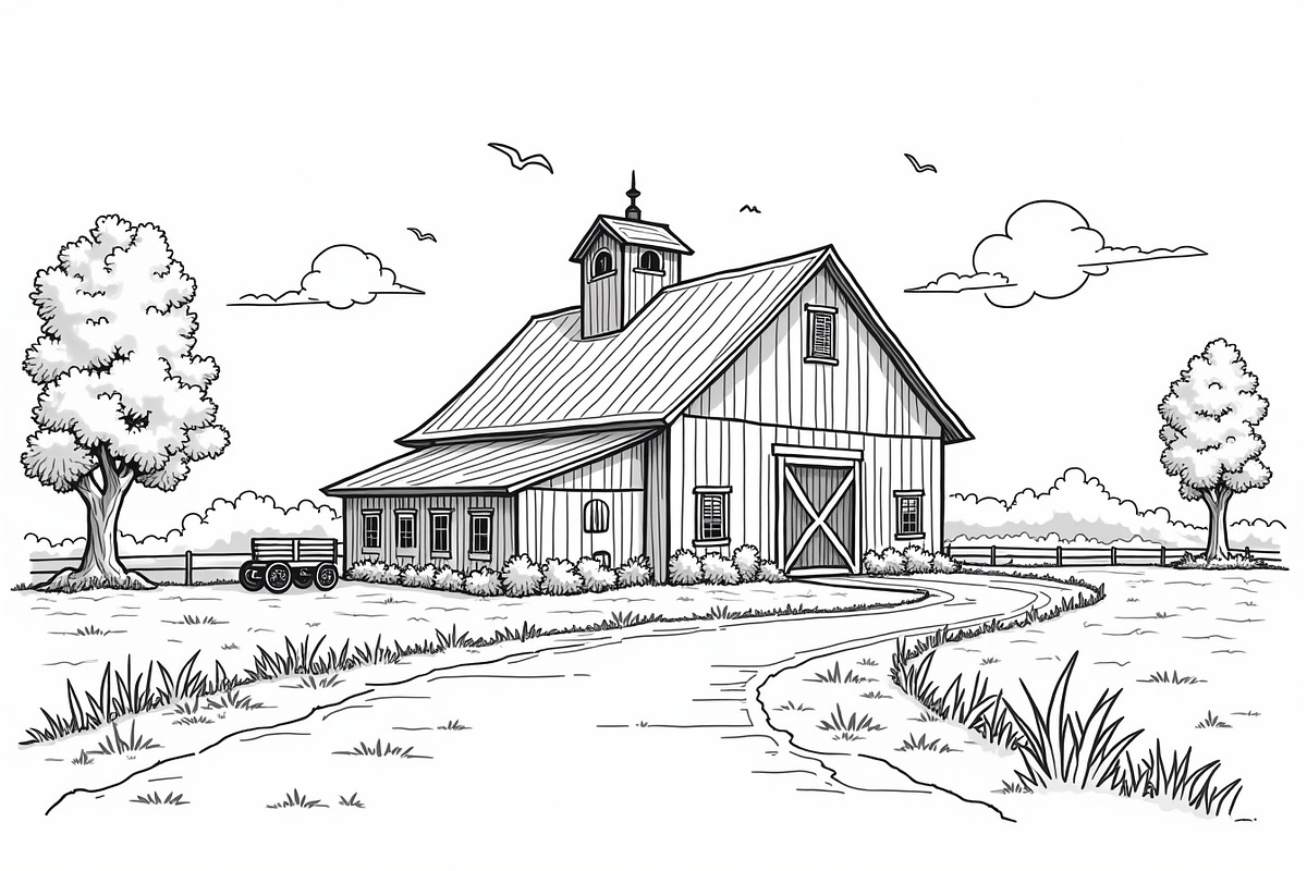 Rustic Farmhouse Landscape Set, an Illustration by Designs_River (Photo 4 of 7)