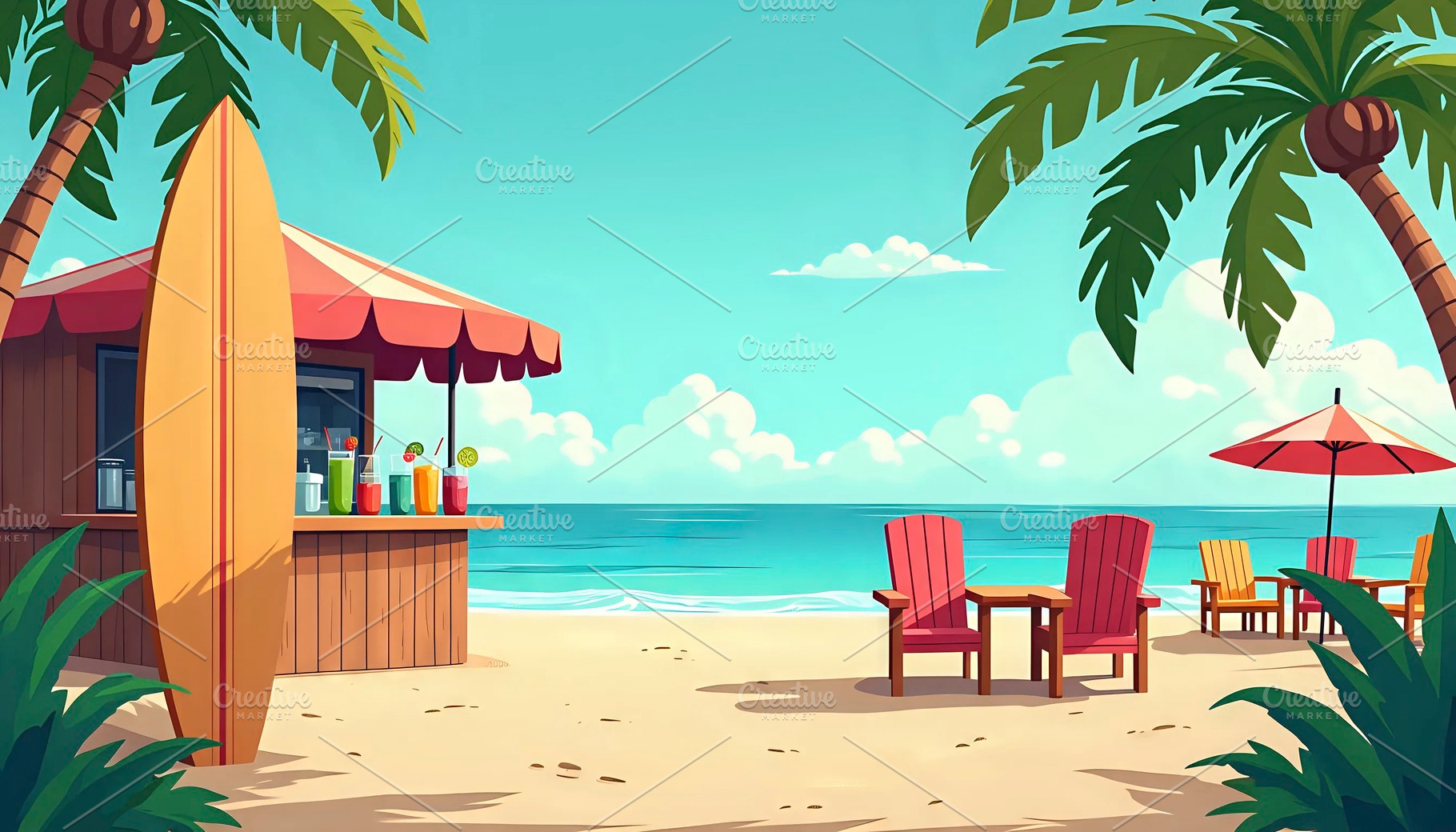 Island Juice Bar With Surfboard Sign, a Photo by LOGOCREATIVE