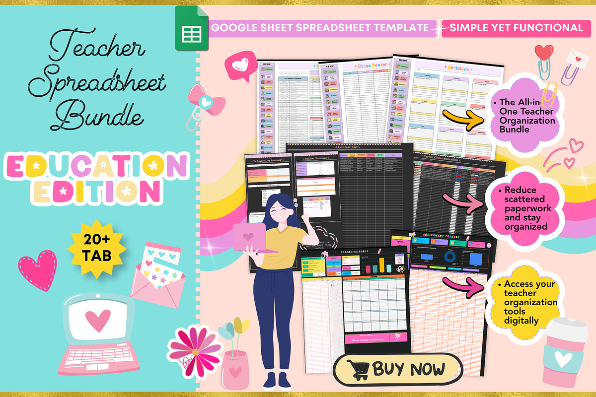 Teacher Spreadsheet Bundle, a Stationery Template by bellaROSEworkshop (Photo 5 of 5)