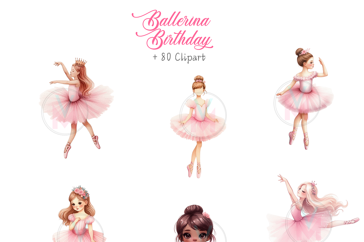 Watercolo Ballerina Clipart PNG Pink, a Person Illustration by VM PARTYS  BY TAIRUMA (Photo 2 of 10)