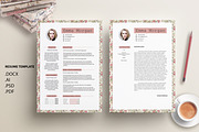 Vintage Floral CV /Resume Template M, a Resume Template by Showy68 Template (Thumbnail 1 of 3)