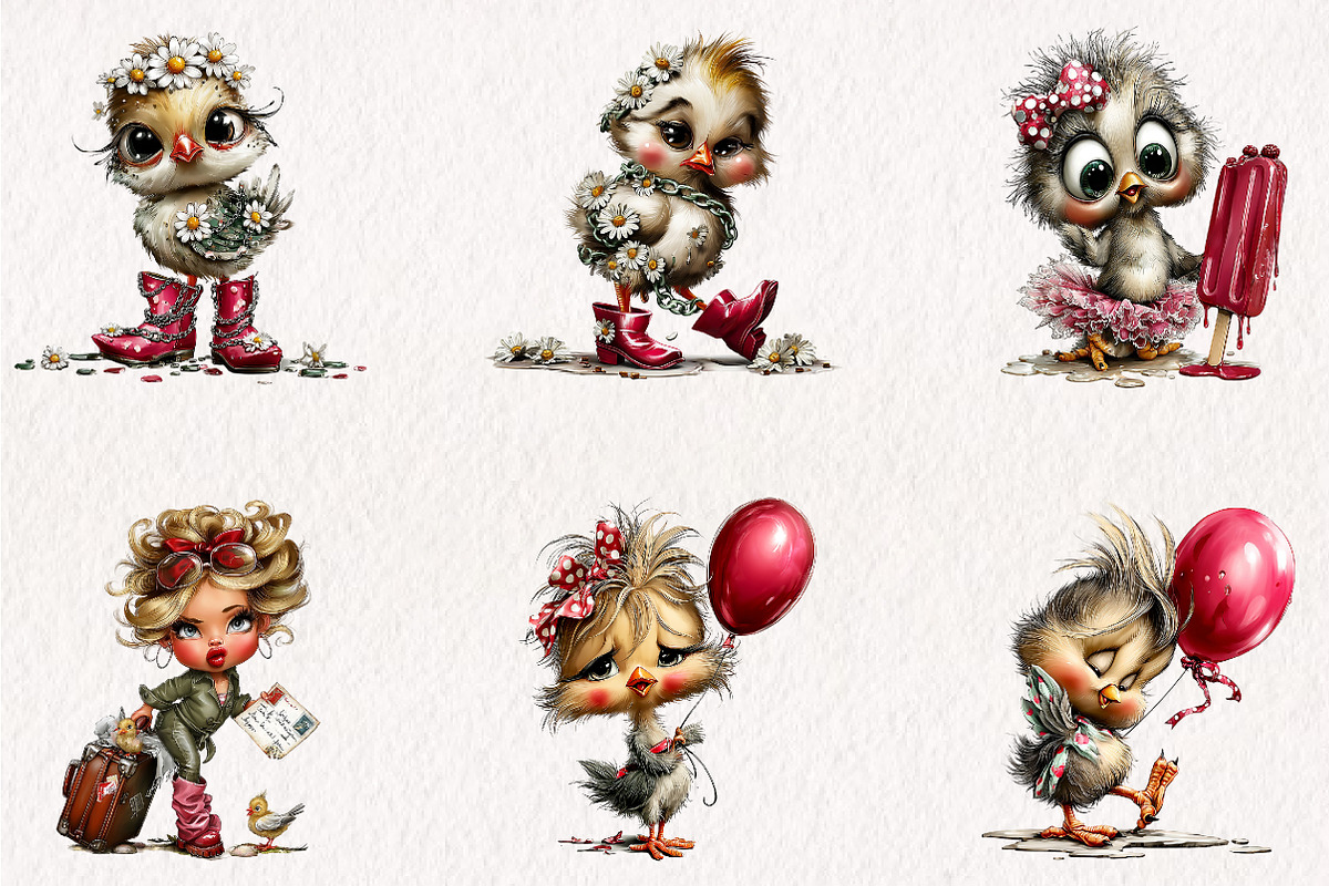 funny summer chick clipart, a Seasonal Illustration by CreationArt (Photo 2 of 5)