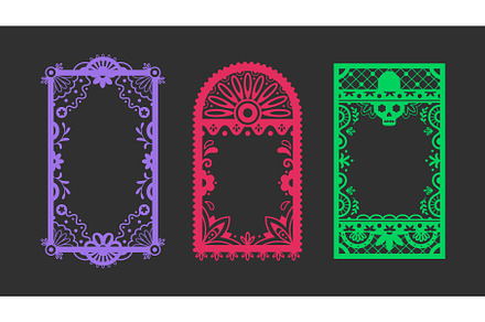 Mexican papel picado frame border, a Texture Illustration by art PVP - market