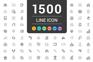 1500 Line Icons Pack, an Outline Icon by WORAKAMON Design Studio