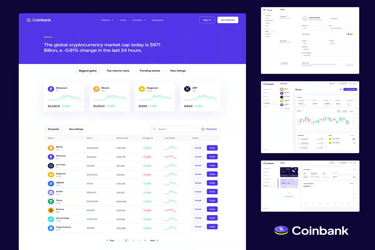 Coinbank - Crypto Wallet & Trading, an UI Kit Template by Creative Perspective (Photo 2 of 8)
