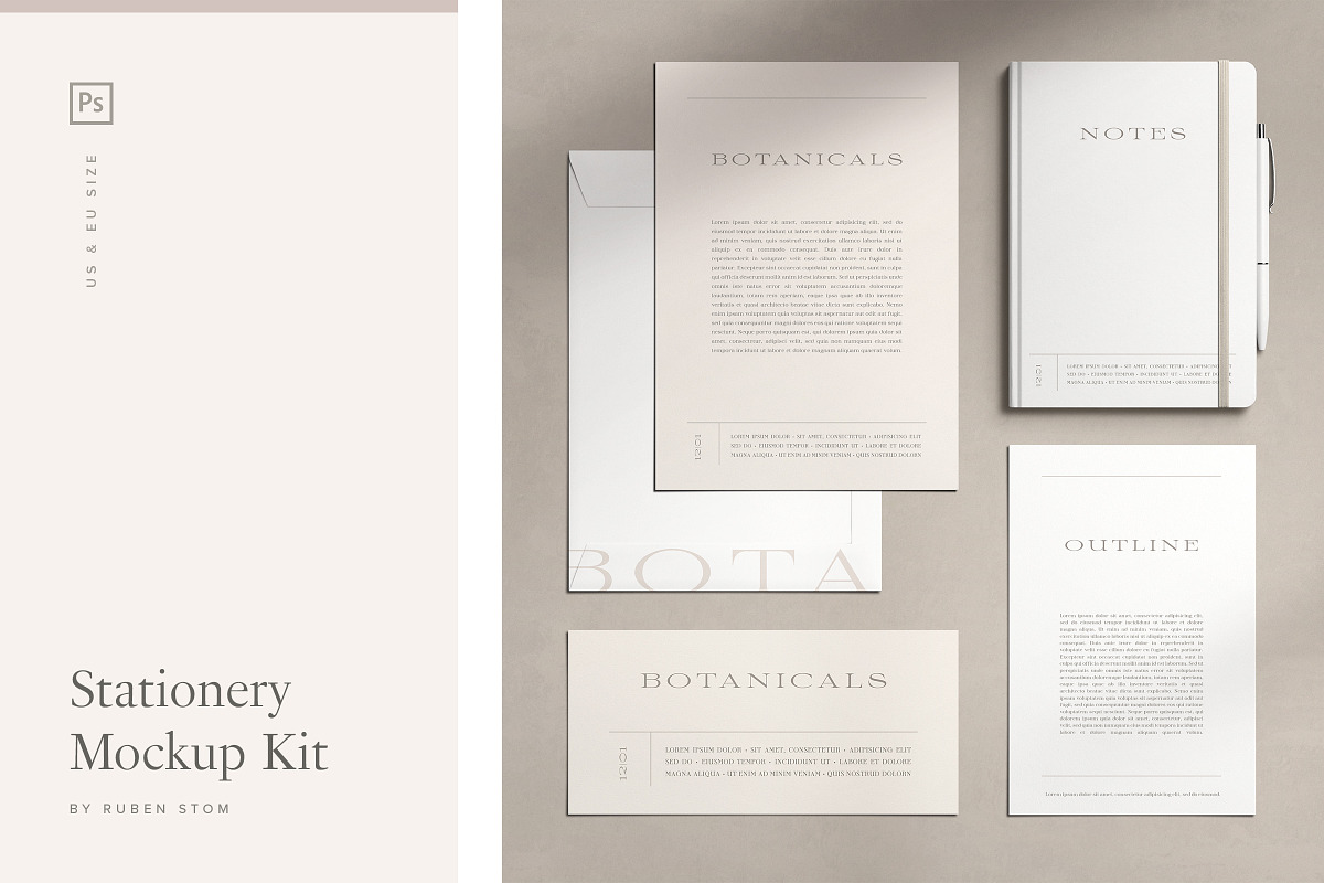 Stationery Mockup Kit, a Books & Magazine Mockup by Ruben Stom (Photo 1 of 19)