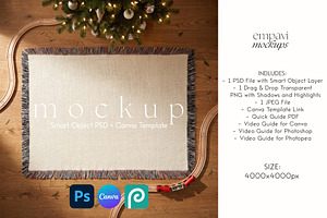 Woven Blanket Flat Lay Mockup