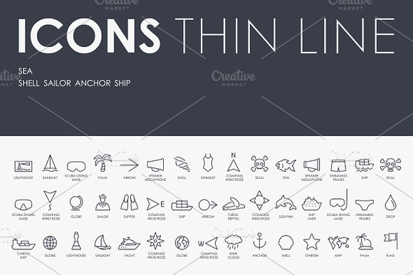 Sea Thinline Icons