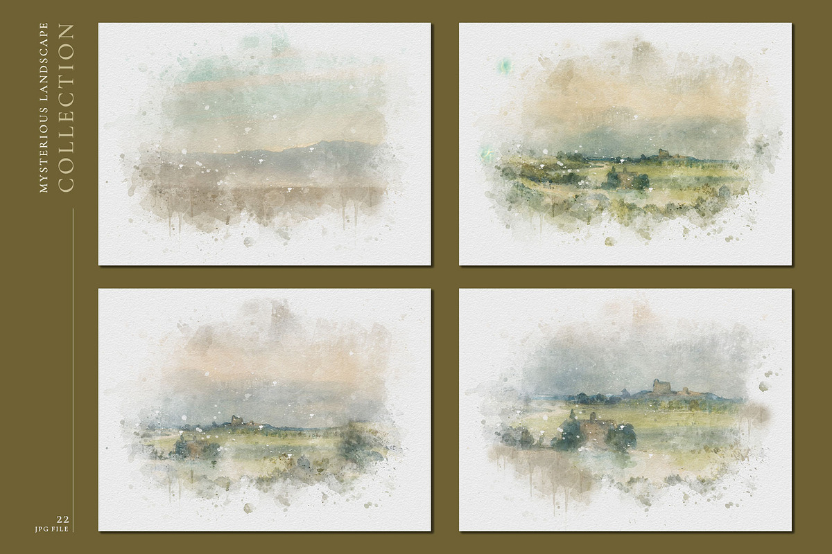 Mysterious Watercolor Landscapes 2, a Background Graphic by Suna Kosem (Photo 6 of 14)