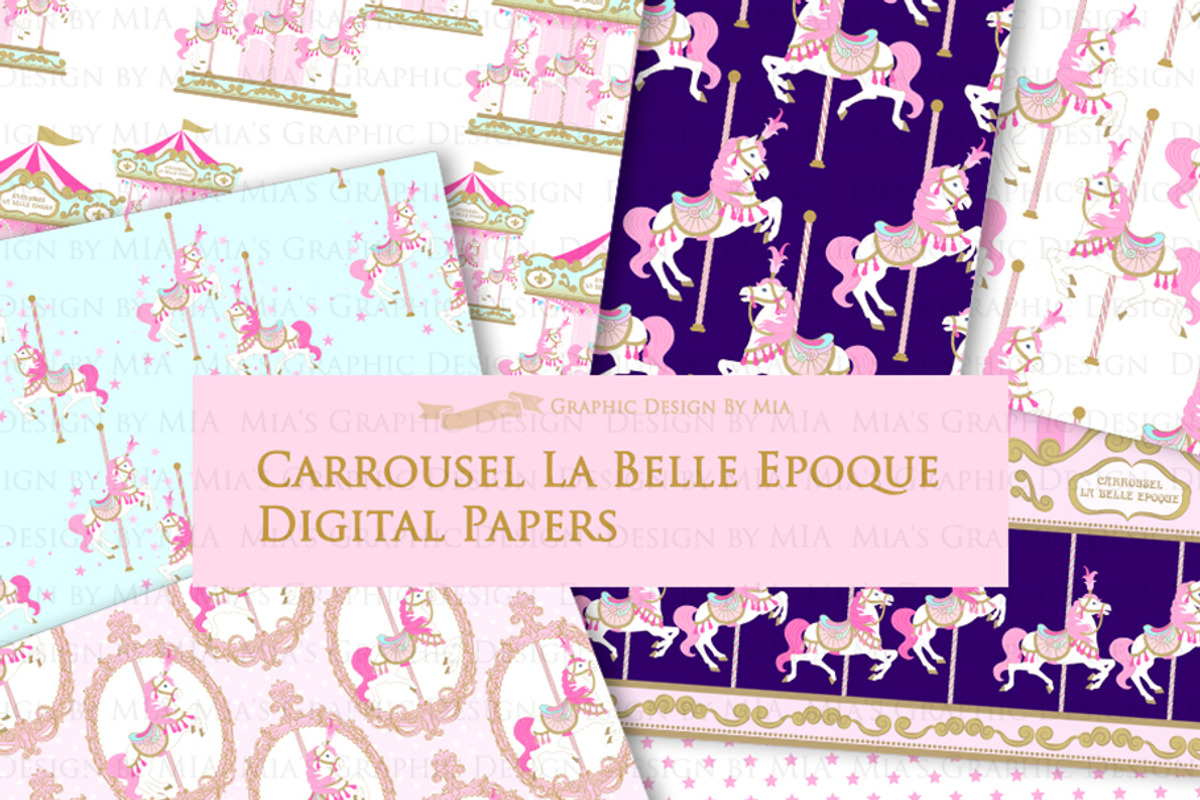 Carousel, Merry Go Round Pink, an Illustration by Mia's Graphic Design