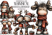 Whimsical Santa & Reindeer Clipart, an Illustration by Daily.Designs (Thumbnail 1 of 5)