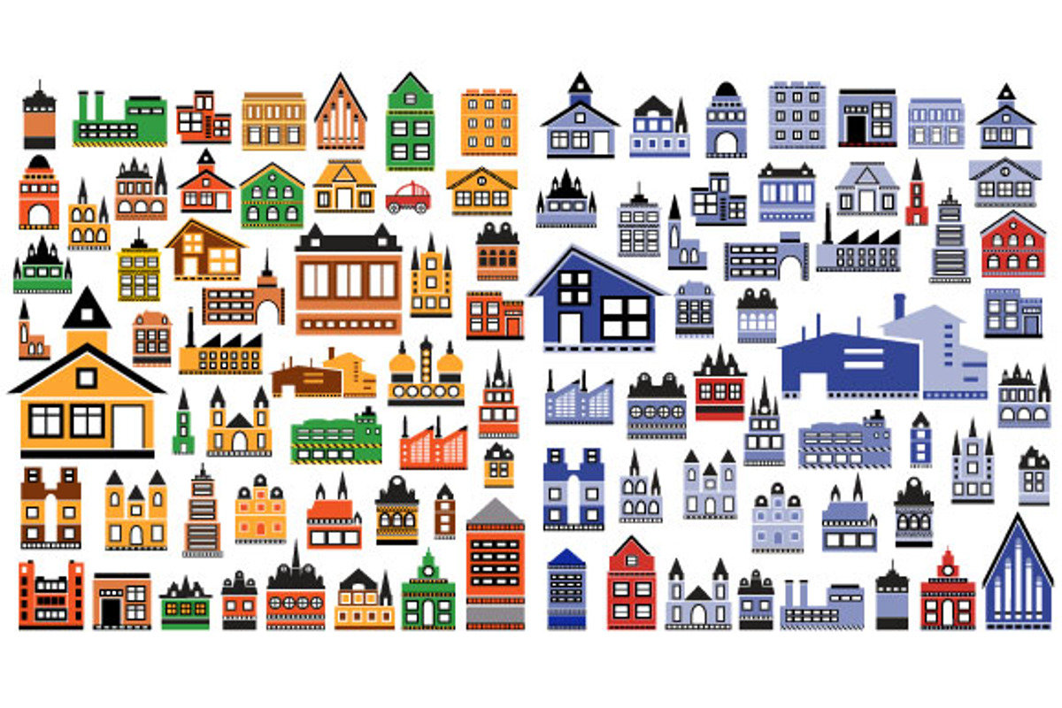 Set of urban buildings preview 2