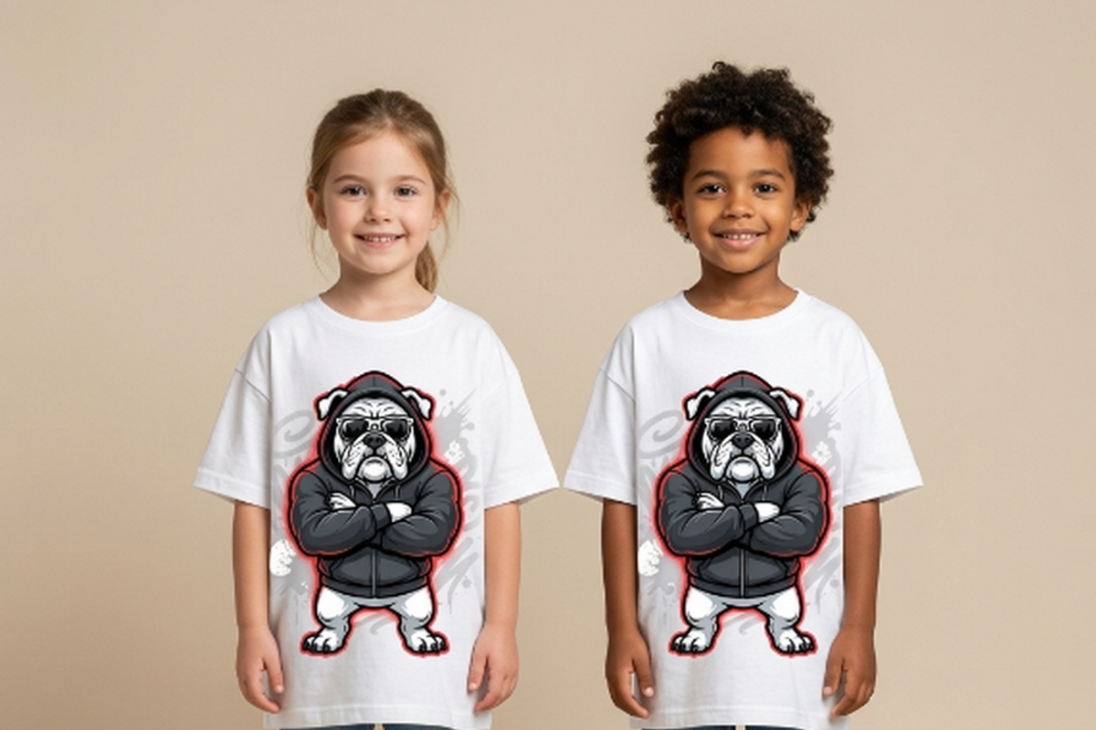 Gangster Bulldog Hoodie Art, a Shirt Mockup by Vector Stall (Photo 2 of 13)