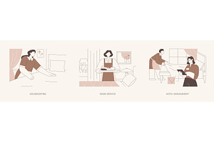 Hotel jobs isolated cartoon vector, a Person Illustration by Visual Generation