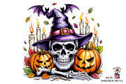 10 PNG Spooky Halloween Skull, a Graphic by Clipart Bloom (Thumbnail 10 of 11)
