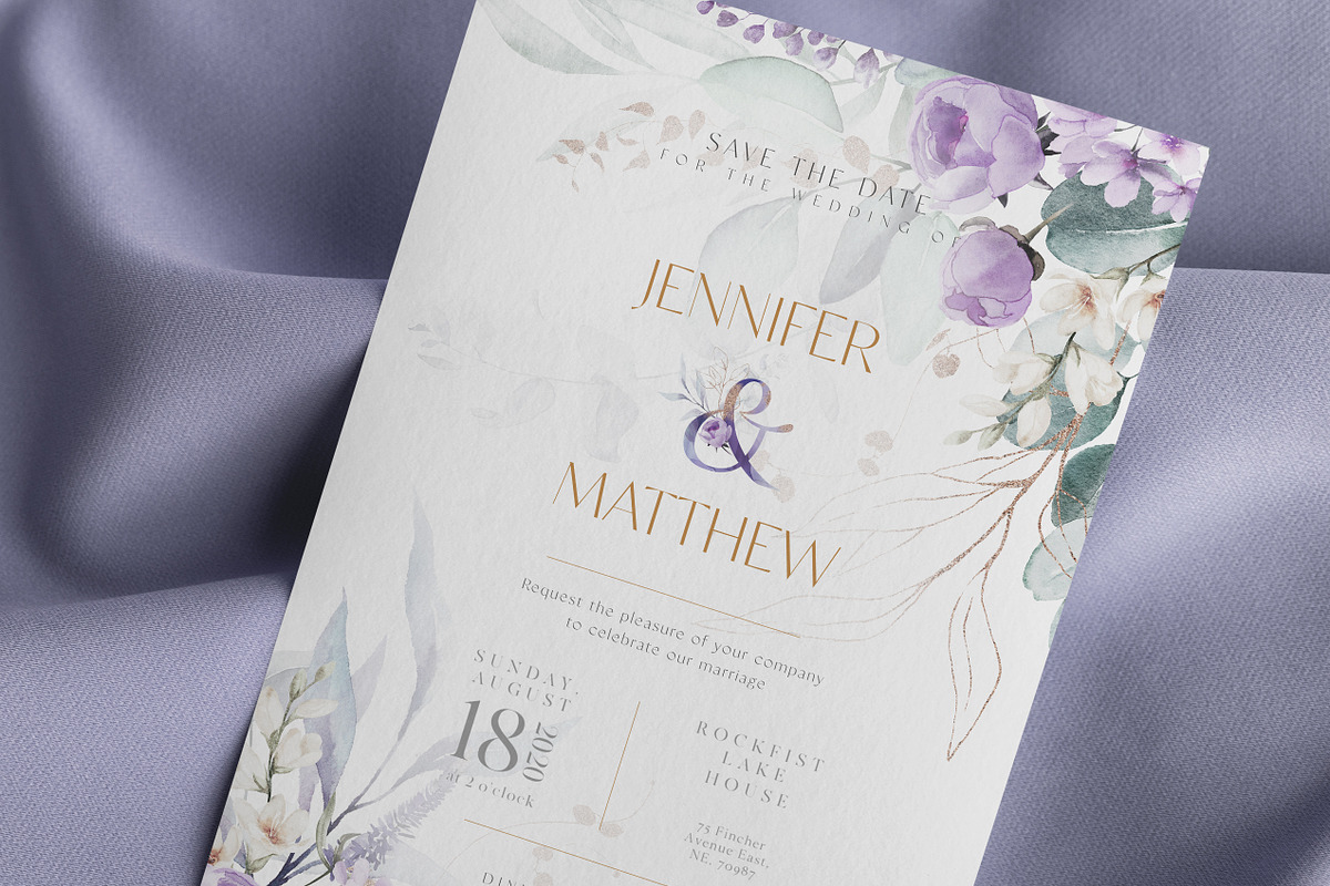 Violet Watercolor Floral Alphabet, a Decorative Illustration by Veris Studio (Photo 9 of 12)