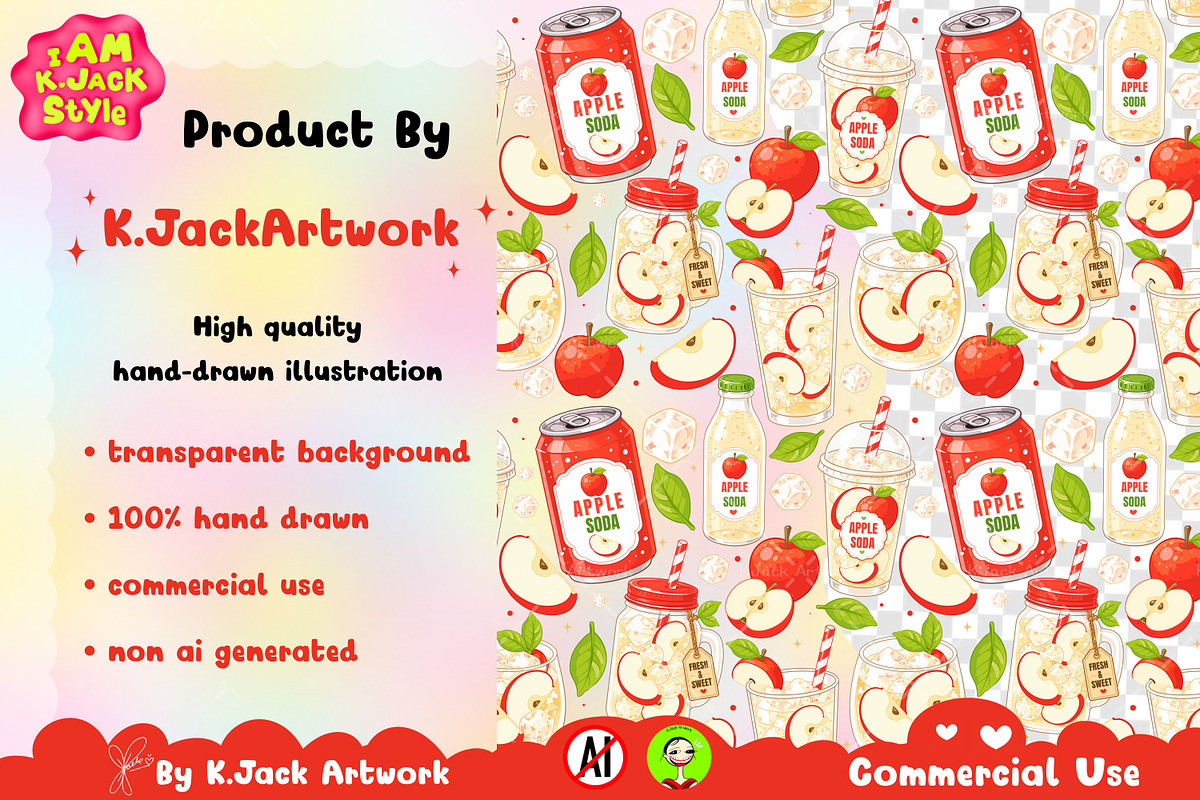 Cute Apple Soda Drink Seamless, a Background Graphic by K.JackArtwork (Photo 3 of 8)