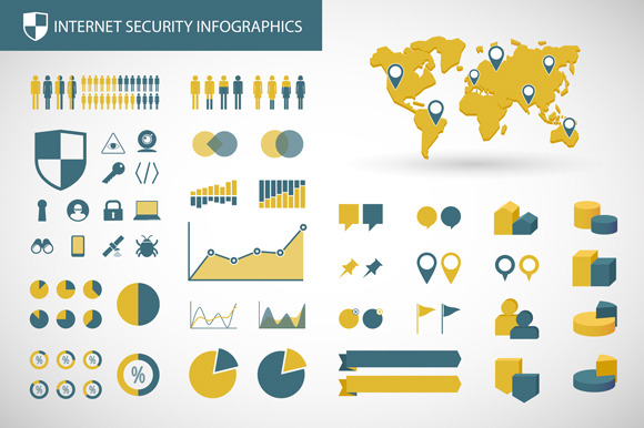Internet Related Infographics Set, an Outline Icon by Blablo