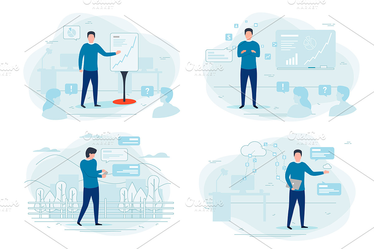 Vector Business People Illustrations, a Background Graphic by Tashal (Photo 3 of 5)
