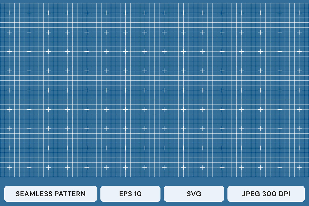 Blue grid pattern with white cross, an Illustration by SappiStudio (Photo 1 of 3)
