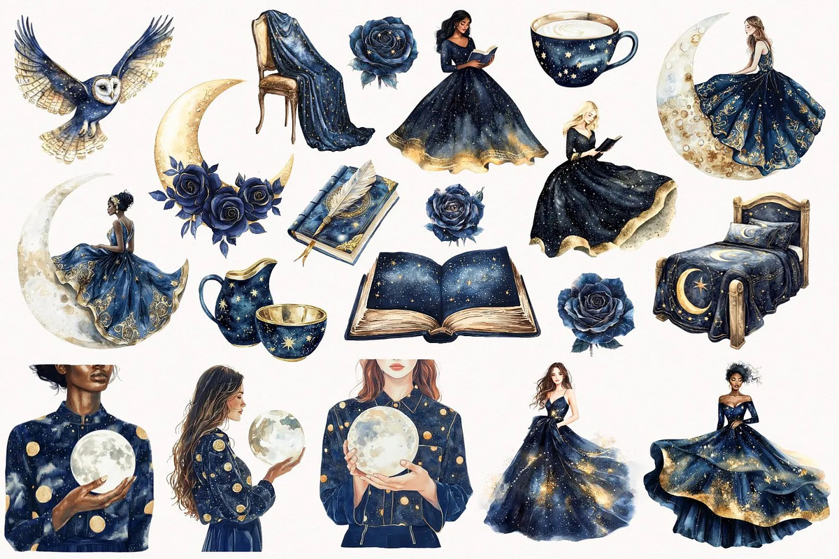 Celestial Glamour, a Decorative Illustration by PeDe Designs (Photo 6 of 15)
