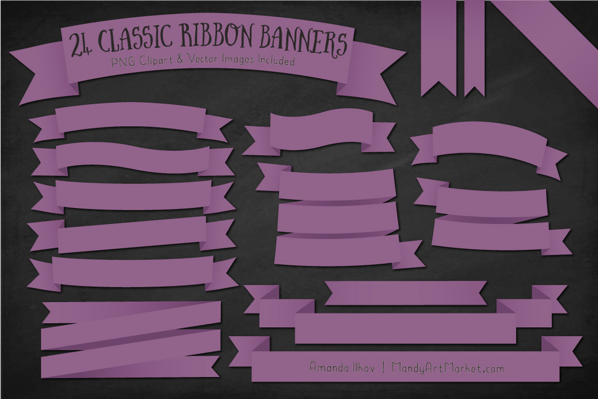 Amethyst Ribbon Banner Clipart, an Illustration by Amanda Ilkov (Photo 2 of 4)