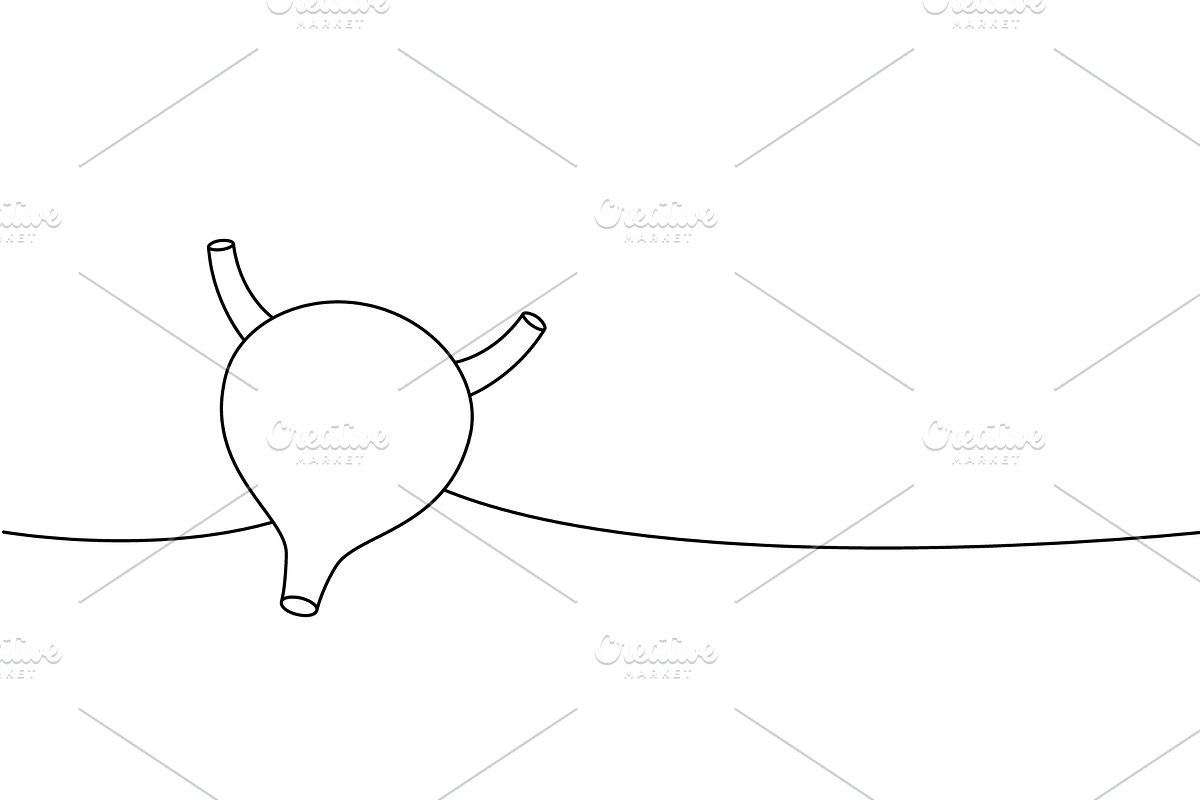 Bladder one line continuous drawing, an Object Illustration by GraphiShop