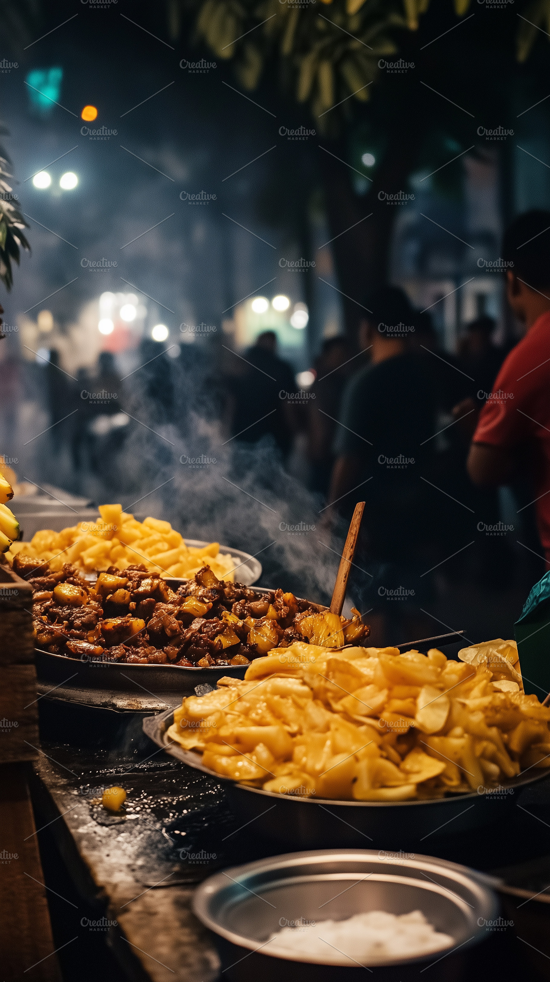 Bustling night street food market, a Food & Drink Photo by MistyDay