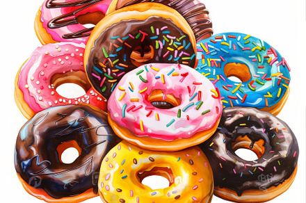 Round of colorful donuts with chocol, a Background Photo by Pixeness