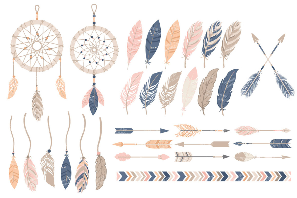 Navy & Blush Dreamcatcher Clipart, an Illustration by Amanda Ilkov (Photo 4 of 4)